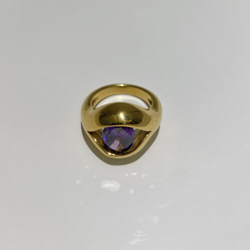 Eyes Ring – Purple Zircon Gold Ring in 18K Gold Plated Stainless Steel Statement Jewelry