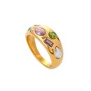Mosaic Ring multicolor zircon statement ring in 18K gold plated stainless steel