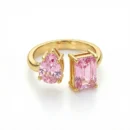 Kiss Me Ring with pink zircon stones in 18K gold plated stainless steel