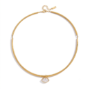 Liona gold stainless steel collar necklace with marquise cubic zirconia pendant