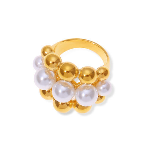 Melo Ring chunky gold pearl ring in 18K gold plated stainless steel