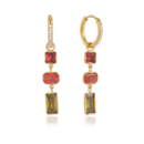 Nala Hoops multicolor zircon drop hoop earrings in 18K gold plated stainless steel with geometric gemstone drops