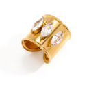 Mia wide band ring with marquise zircon stones