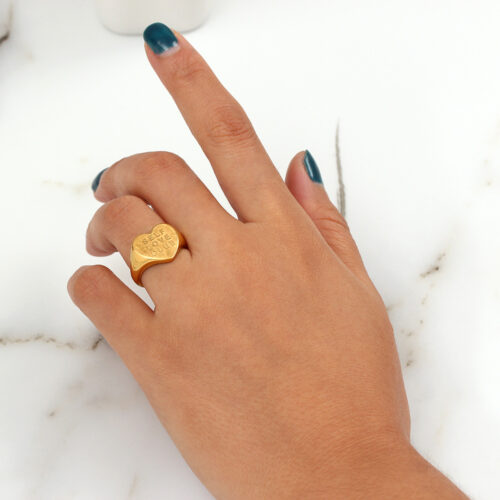 Self Love Club Ring gold statement ring with heart design