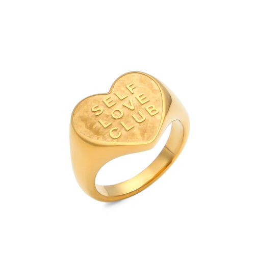 Self Love Club Ring gold statement ring with heart design