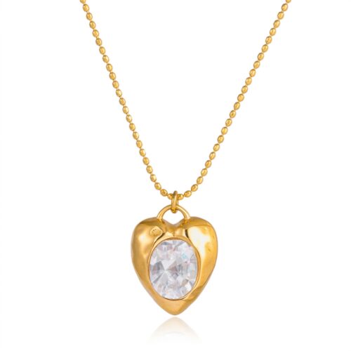 Kiki gold heart pendant necklace with zircon