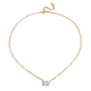 Kara gold paper clip necklace, 18K gold plated stainless steel minimalist chain necklace for women