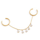 Kalala gold double finger chain ring with sparkling CZ drops