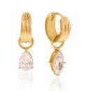 Mimi gold hoop drop earrings with pear-shaped zircon