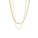 Livia layered gold necklace with double chain design, 18K gold plated waterproof jewelry for women