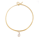 Mona Collar gold collar necklace with pear-cut CZ gem
