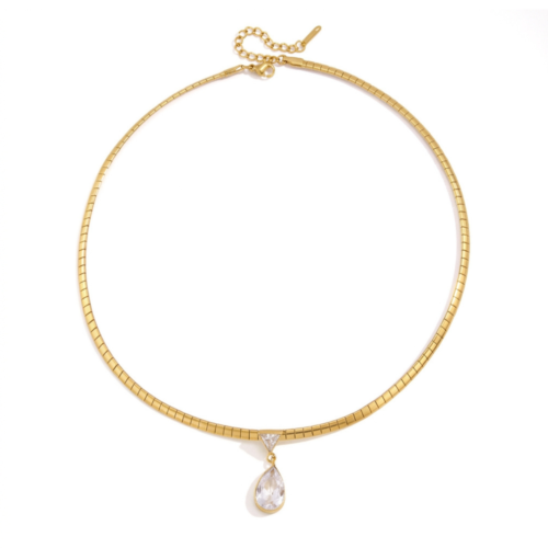 Mona Collar gold collar necklace with pear-cut CZ gem