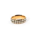 Cleo gold checker ring with geometric wide band design