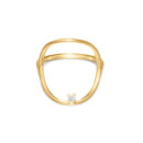 18K gold circle ring with zircon stone minimalist design