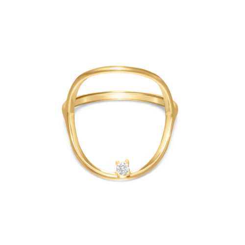 18K gold circle ring with zircon stone minimalist design