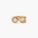 18K gold plated two stone ring with high-quality zirconia crystals and open band