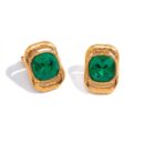 Mara green CZ earrings in 18K gold