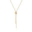 Long gold lariat necklace with square zircon – Vela Necklace
