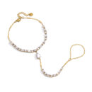 Vina gold hand chain bracelet with CZ stones