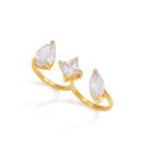 Rara gold double ring with three CZ stones