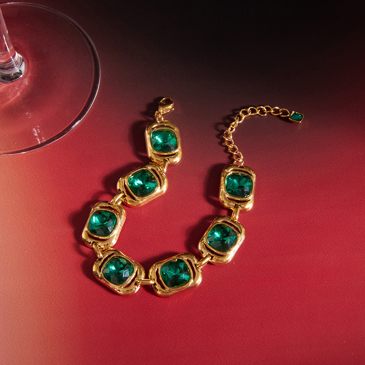 Mara green CZ bracelet in 18K gold