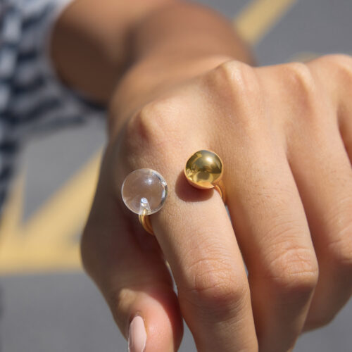 adjustable gold ball ring