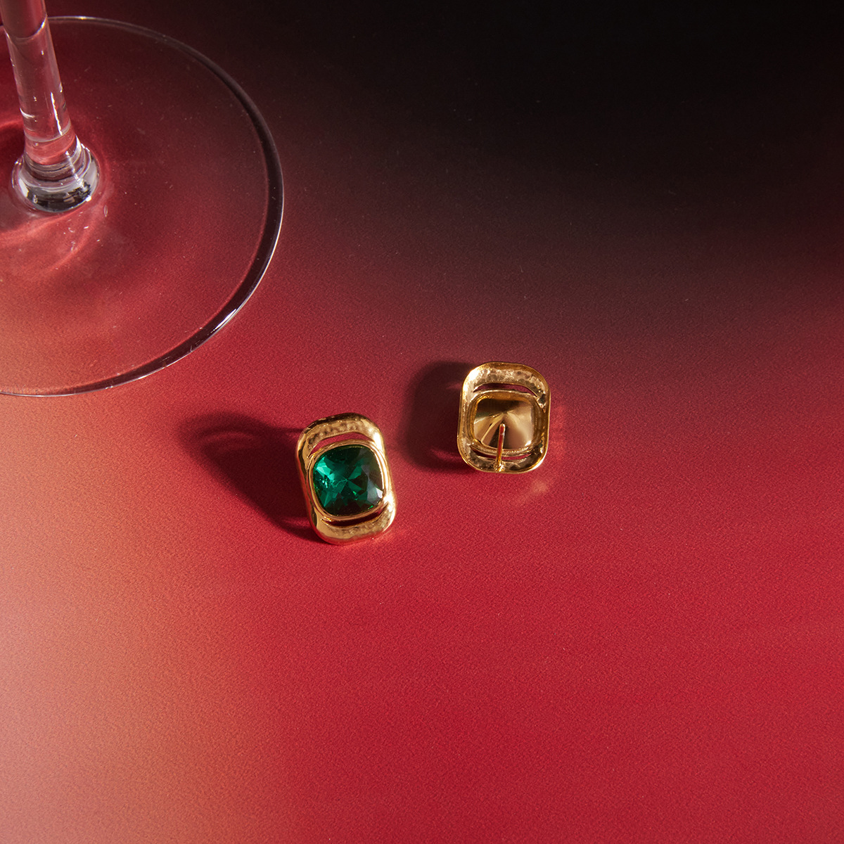 Mara green CZ earrings in 18K gold