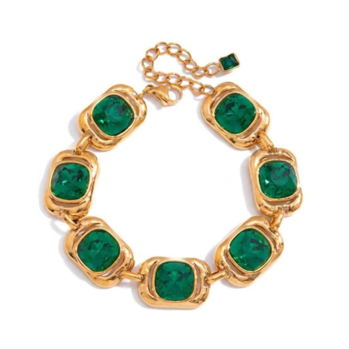 Mara green CZ bracelet in 18K gold