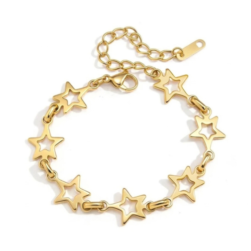 Gold star bracelet for women with open star design – Lyra Bracelet