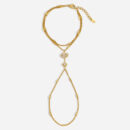 Gold Evil Eye Hand Chain Bracelet with Sparkling CZ Sunburst Detail