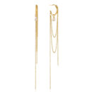 Dewdrop gold chain drop earrings with layered dangling chains and teardrop CZ stones