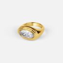 Ayla Ring – chunky gold East-West oval CZ signet ring with stepped bezel setting