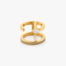 Vex Ring gold teardrop cubic zirconia ring with sparkling pavé band