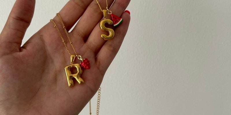 dainty gold initial necklace for women