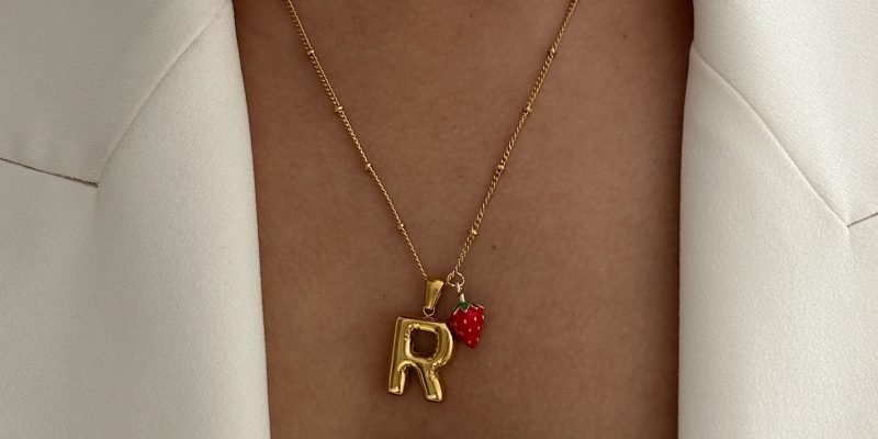 dainty gold initial necklace for women